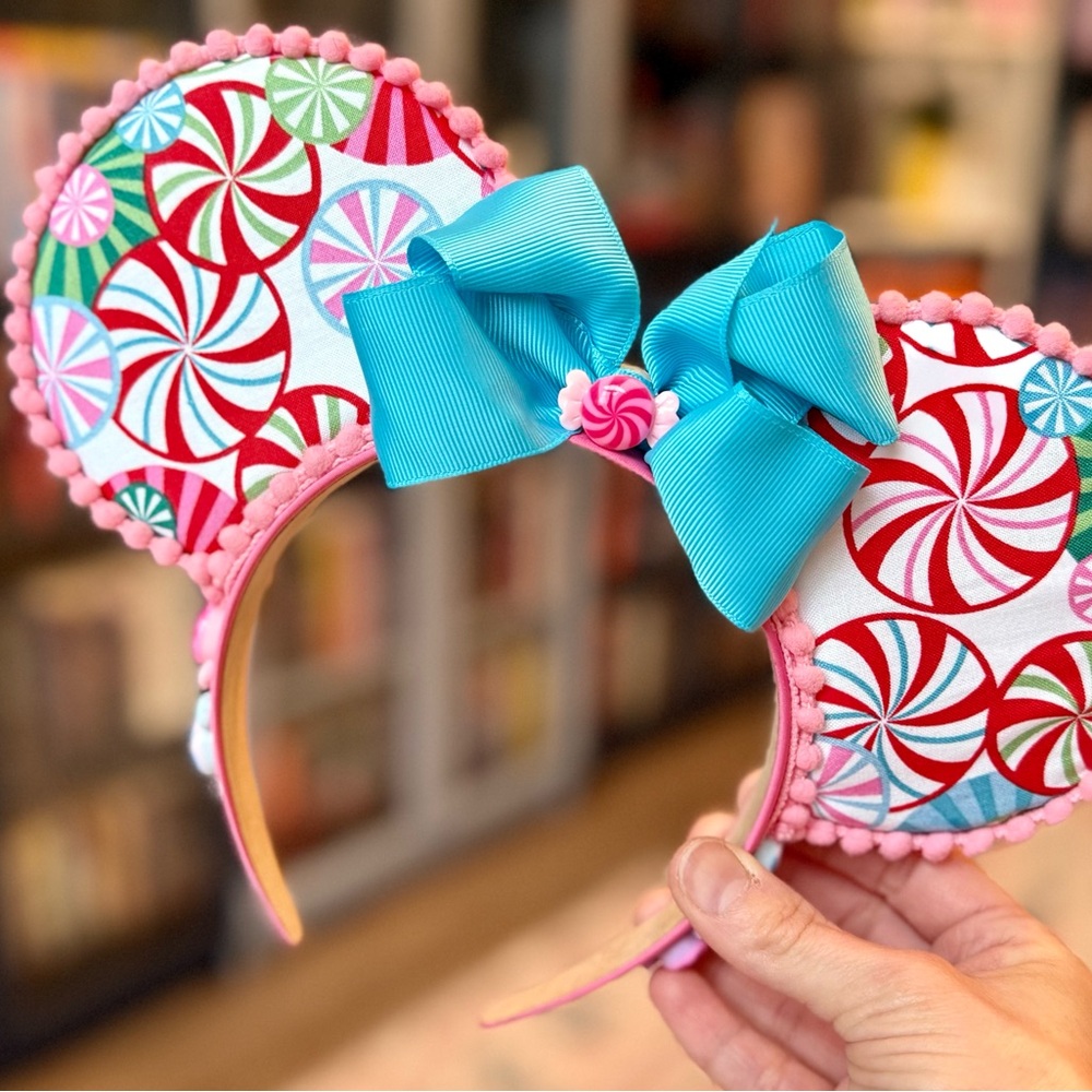 Custom Peppermint Candy Christmas Mickey Mouse Inspires Ears Headband